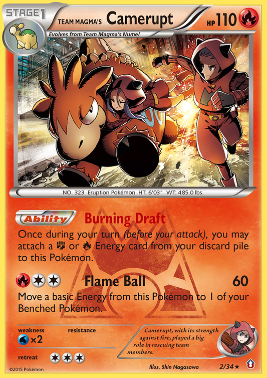 Team Magma's Camerupt 2/34 Rare Holo | Double Crisis | Pokemon Card