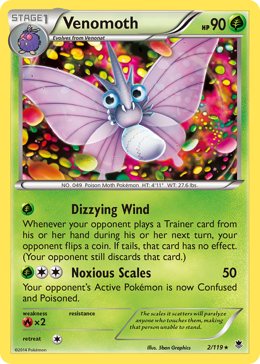 Venomoth 2/119 Rare | Phantom Forces | Pokemon Card