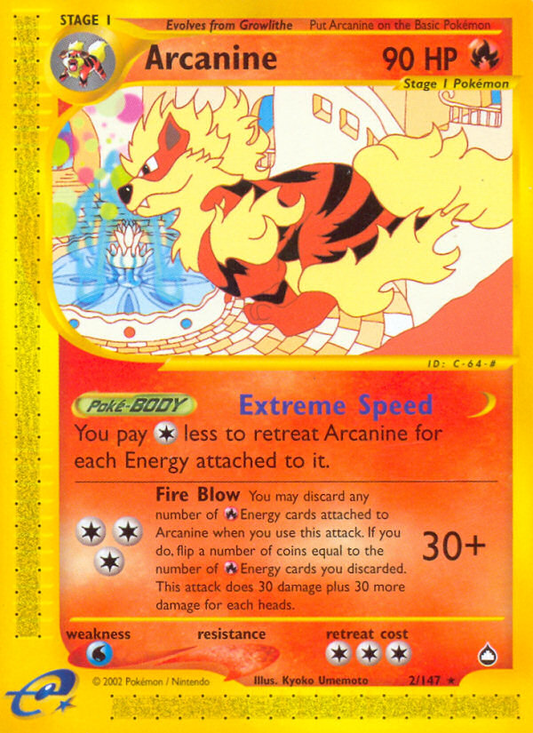 Arcanine 2/147 Rare | Aquapolis | Pokemon Card