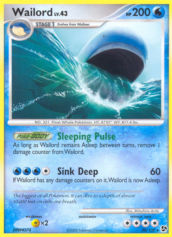 Wailord 30/106 Rare | Great Encounters | Pokemon Card