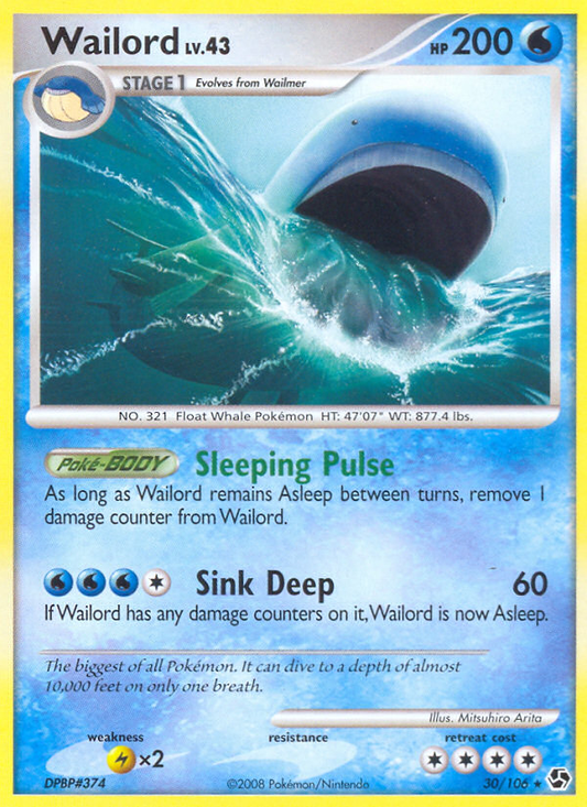 Wailord 30/106 Rare | Great Encounters | Pokemon Card