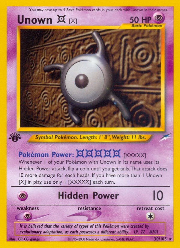 Unown [X] 30/105 Rare | Neo Destiny | Pokemon Card