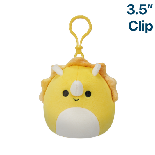 Lancaster the Yellow Triceratops ~ 3.5" Clip On Squishmallow Plush