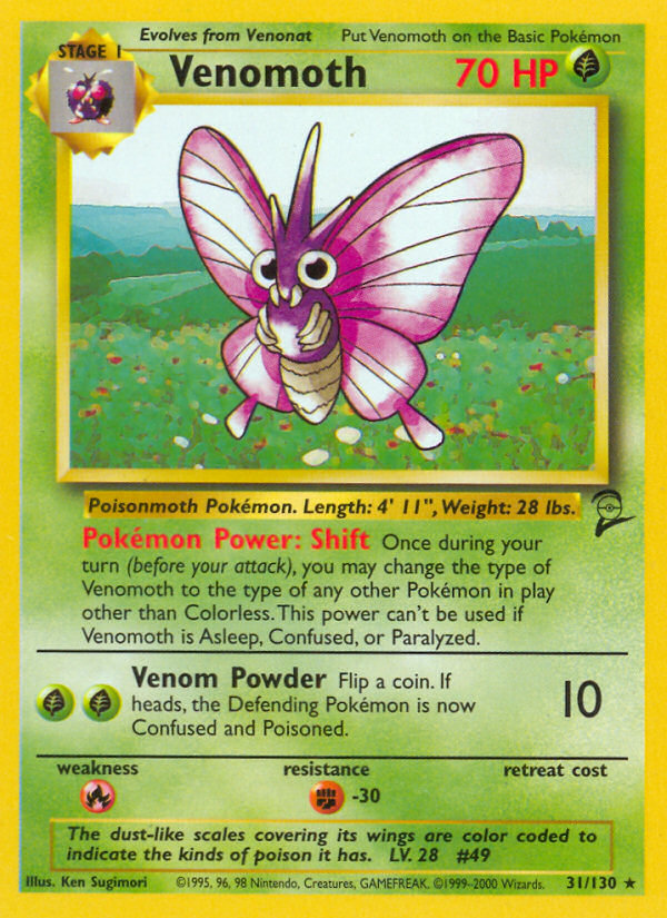 Venomoth 31/130 Rare | Base Set 2 | Pokemon Card