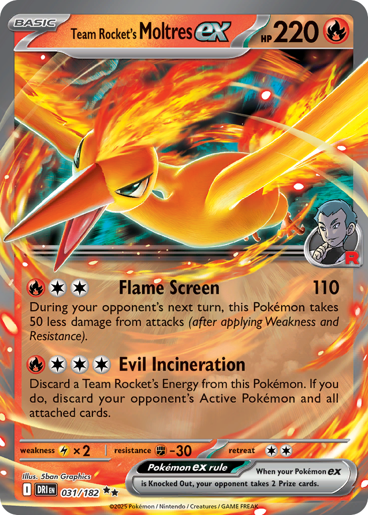 Team Rocket's Moltres ex 31/182 Double Rare | Destined Rivals | Pokemon Card