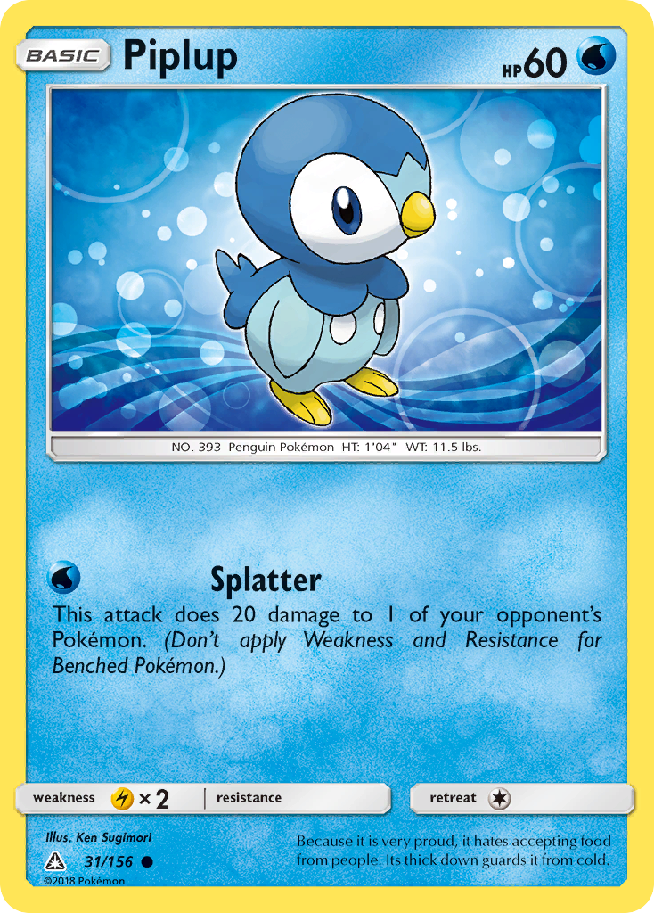 Piplup 31/156 Common | Ultra Prism | Pokemon Card