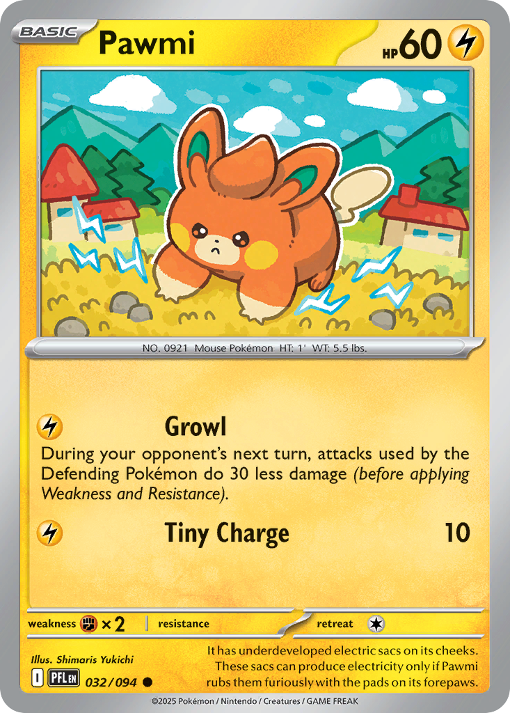 Pawmi 32/94 Common | Phantasmal Flames | Pokemon Card