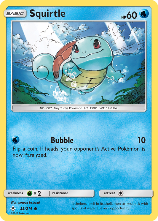 Squirtle 33/214 Common | Unbroken Bonds | Pokemon Card