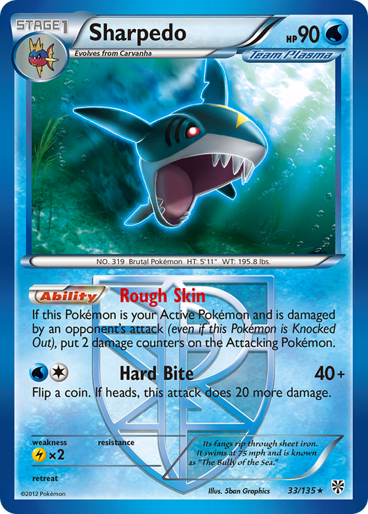 Sharpedo 33/135 Rare | Plasma Storm | Pokemon Card