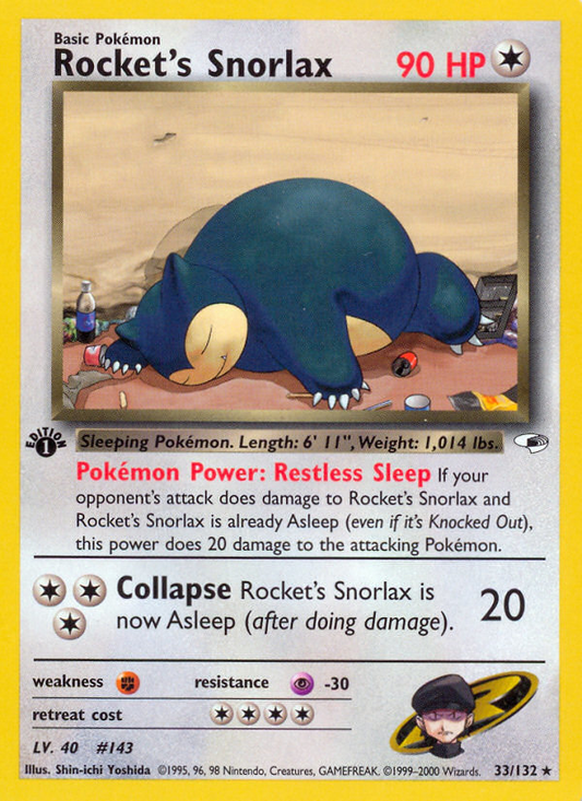 Rocket's Snorlax 33/132 Rare | Gym Heroes | Pokemon Card