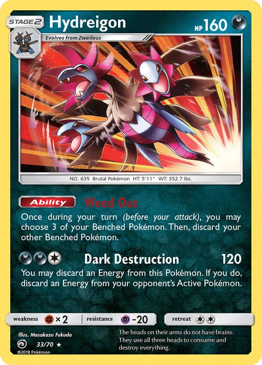 Hydreigon 33/70 Rare Holo | Dragon Majesty | Pokemon Card
