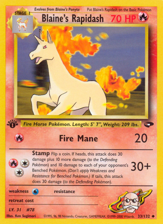 Blaine's Rapidash 33/132 Uncommon | Gym Challenge | Pokemon Card