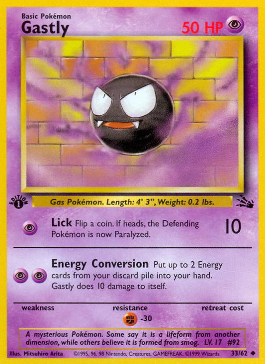 Gastly 33/62 Uncommon | Fossil | Pokemon Card