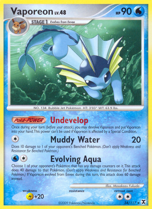 Vaporeon 34/111 Rare | Rising Rivals | Pokemon Card