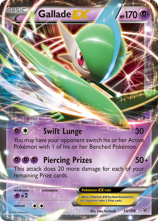 Gallade-EX 34/108 Rare Holo EX | Roaring Skies | Pokemon Card