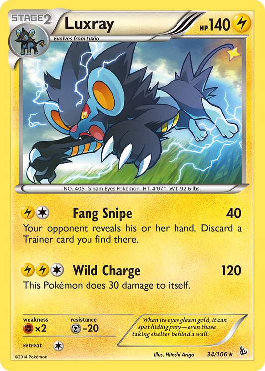 Luxray 34/106 Rare | Flashfire | Pokemon Card