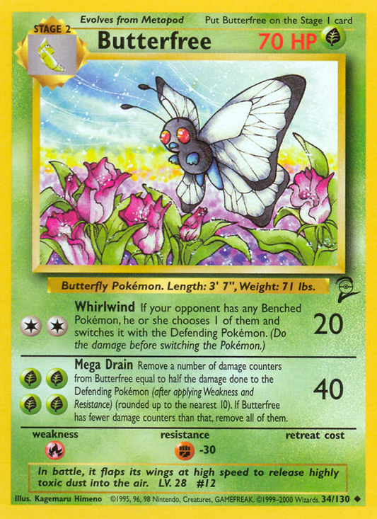Butterfree 34/130 Uncommon | Base Set 2 | Pokemon Card