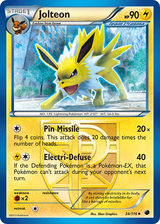 Jolteon 34/116 Uncommon | Plasma Freeze | Pokemon Card
