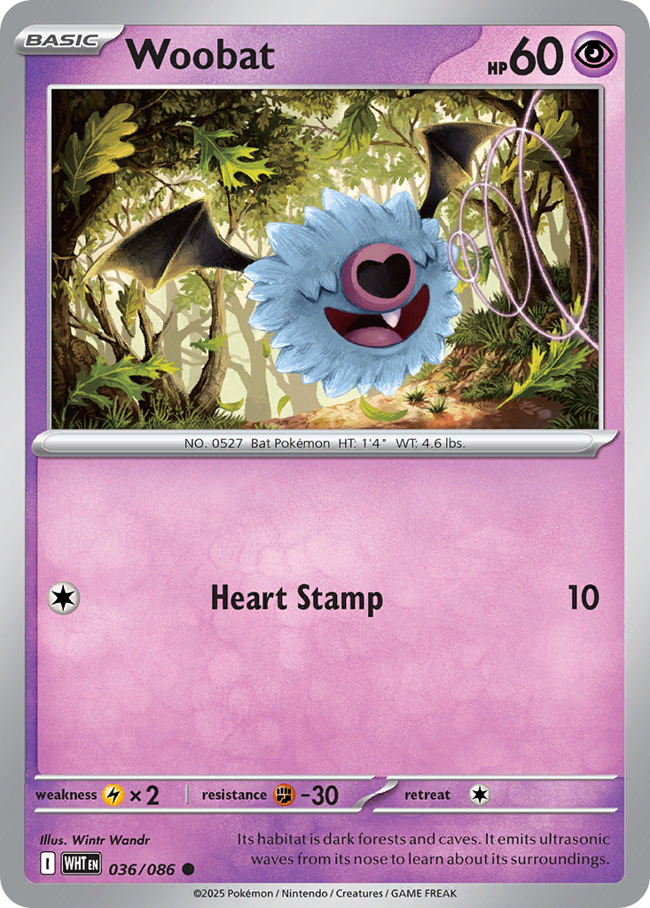 Woobat 36/86 Common | White Flare | Pokemon Card