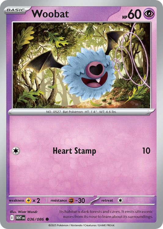 Woobat 36/86 Common | White Flare | Pokemon Card