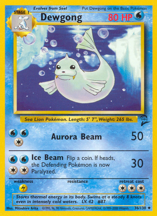 Dewgong 36/130 Uncommon | Base Set 2 | Pokemon Card
