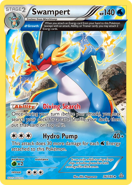 Swampert 36/160 Rare Holo | Primal Clash | Pokemon Card
