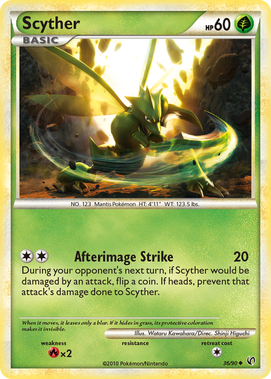 Scyther 36/90 Uncommon | HS—Undaunted | Pokemon Card