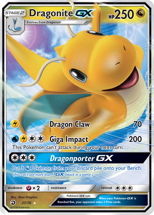 Dragonite-GX 37/70 Rare Holo GX | Dragon Majesty | Pokemon Card