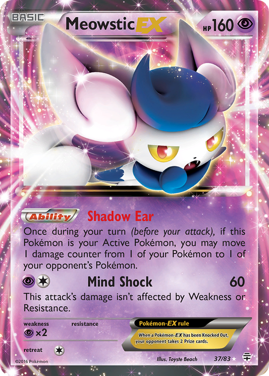 Meowstic-EX 37/83 Rare Holo EX | Generations | Pokemon Card