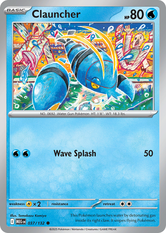 Clauncher 37/132 Common | Mega Evolution | Pokemon Card