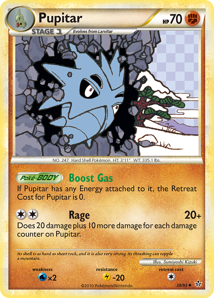 Pupitar 38/95 Uncommon | HS—Unleashed | Pokemon Card