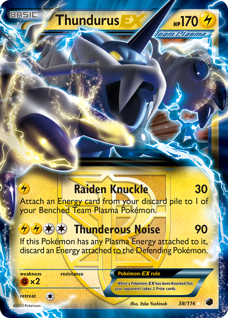 Thundurus-EX 38/116 Rare Holo EX | Plasma Freeze | Pokemon Card