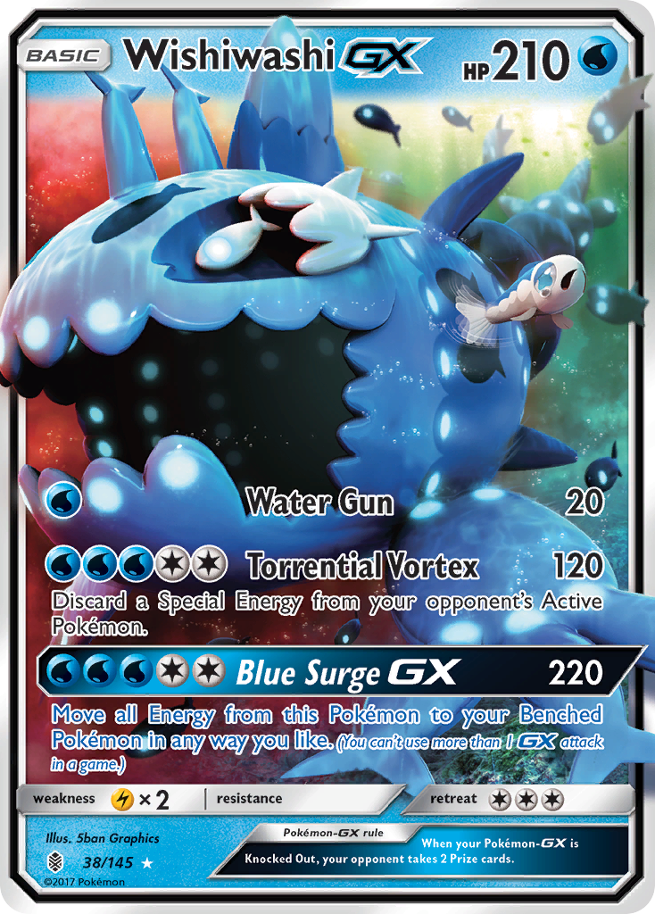 Wishiwashi-GX 38/145 Rare Holo GX | Guardians Rising | Pokemon Card