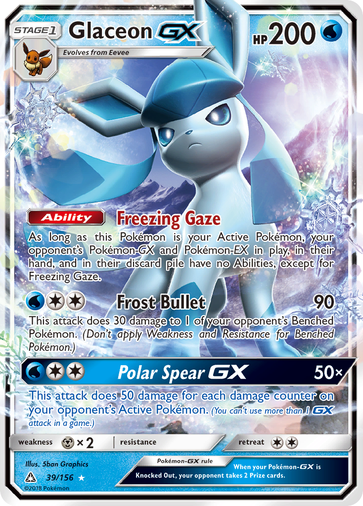 Glaceon-GX 39/156 Rare Holo GX | Ultra Prism | Pokemon Card