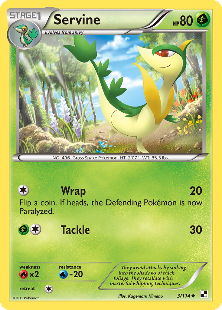 Servine 3/114 Uncommon | Black & White | Pokemon Card