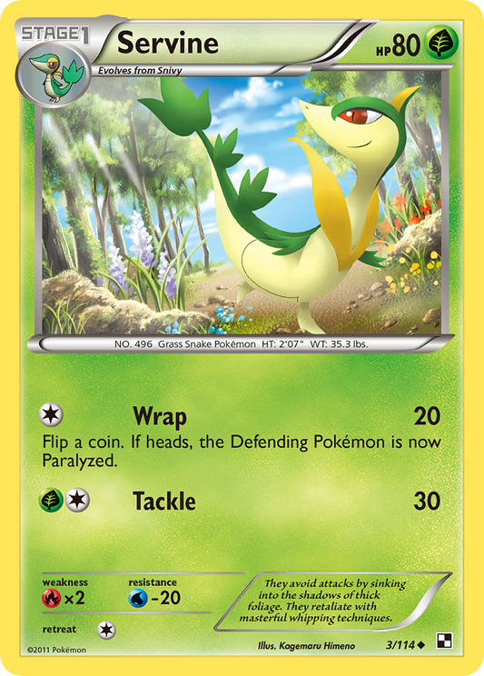 Servine 3/114 Uncommon | Black & White | Pokemon Card