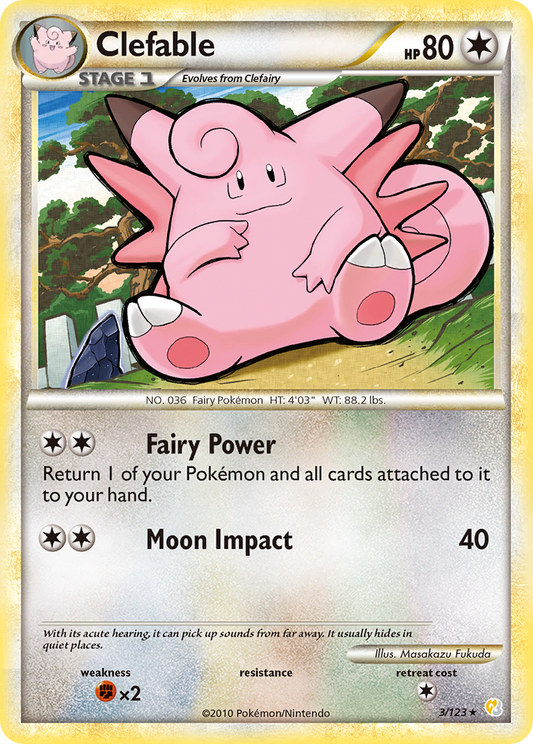 Clefable 3/123 Rare Holo | HeartGold & SoulSilver | Pokemon Card