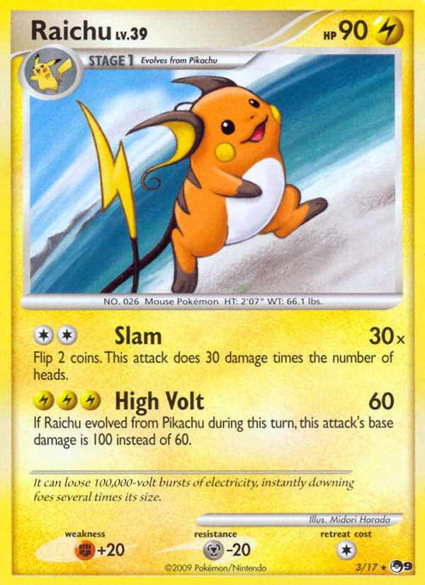 Raichu 3/17 Rare | POP Series 9 | Pokemon Card