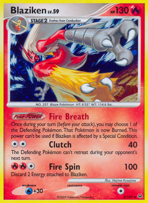 Blaziken 3/127 Rare Holo | Platinum | Pokemon Card