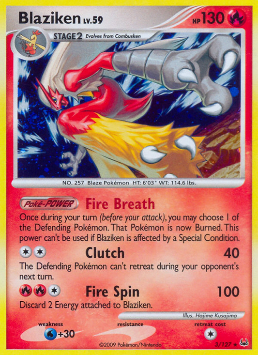 Blaziken 3/127 Rare Holo | Platinum | Pokemon Card