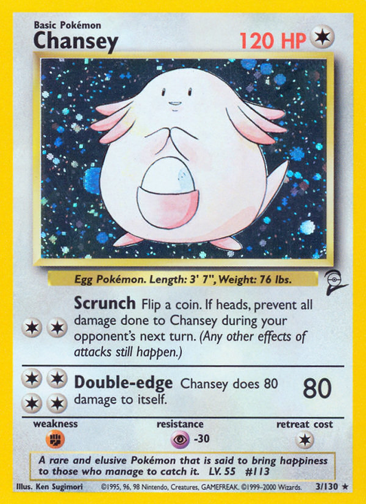 Chansey 3/130 Rare Holo | Base Set 2 | Pokemon Card