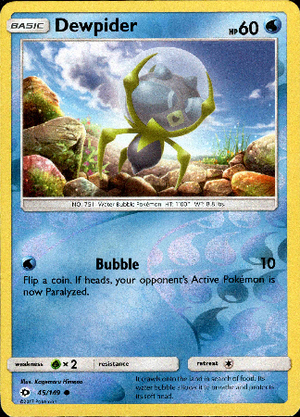 Dewpider 45/149 Reverse Holo | Sun & Moon | Pokemon Card