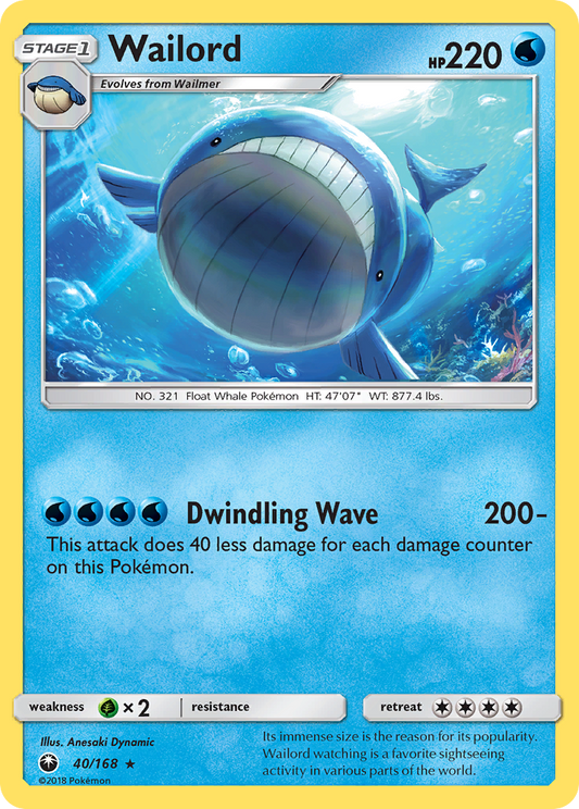Wailord 40/168 Rare | Celestial Storm | Pokemon Card