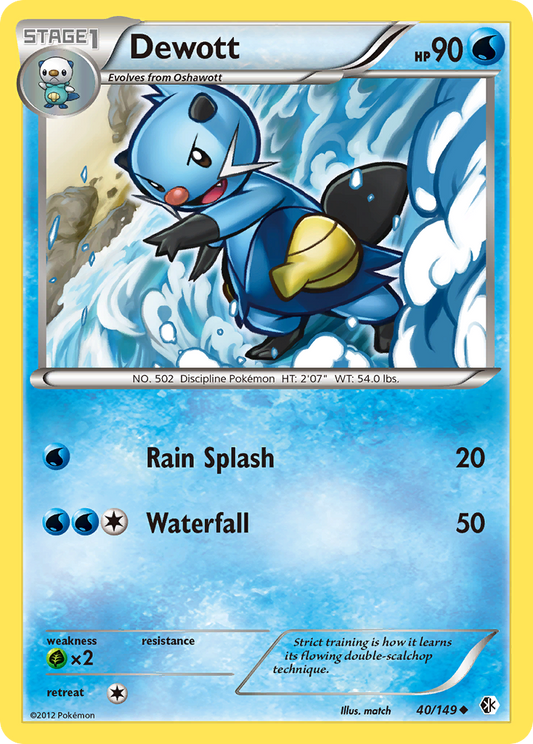 Dewott 40/149 Uncommon | Boundaries Crossed | Pokemon Card