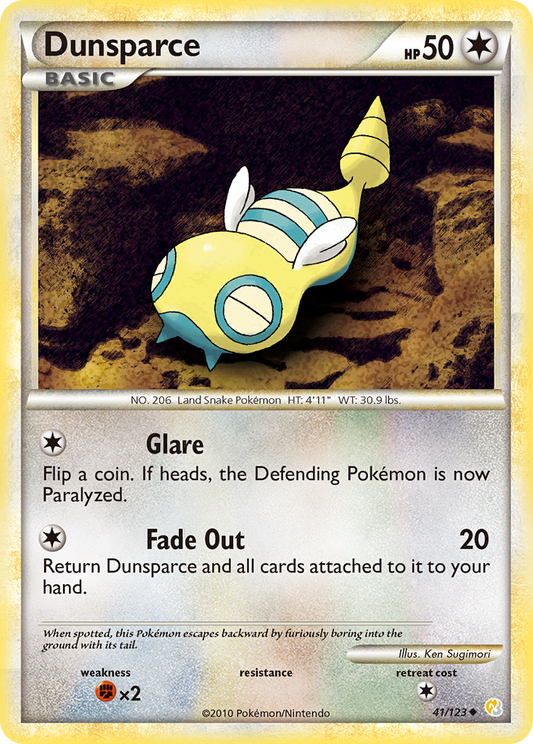 Dunsparce 41/123 Uncommon | HeartGold & SoulSilver | Pokemon Card