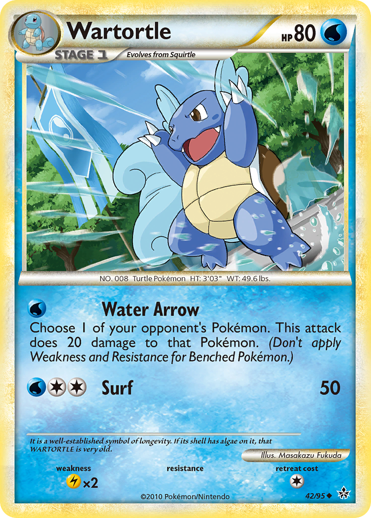 Wartortle 42/95 Uncommon | HS—Unleashed | Pokemon Card