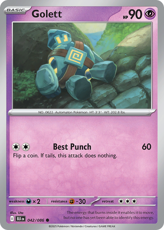 Golett 42/86 Common | Black Bolt | Pokemon Card