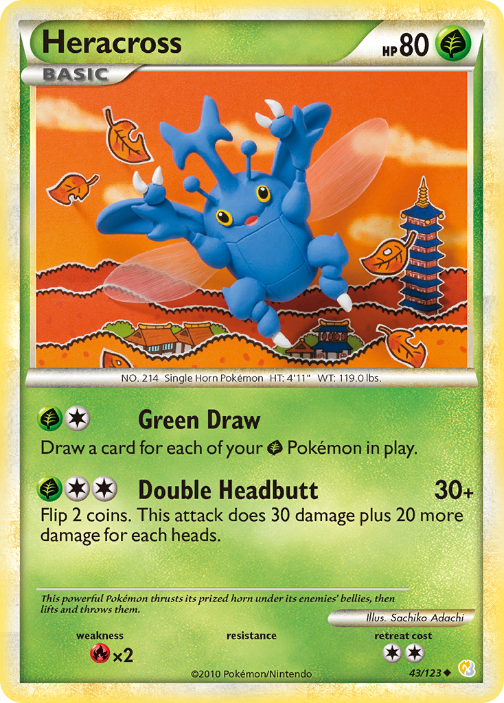 Heracross 43/123 Uncommon | HeartGold & SoulSilver | Pokemon Card