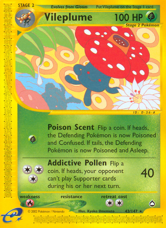 Vileplume 43/147 Rare | Aquapolis | Pokemon Card