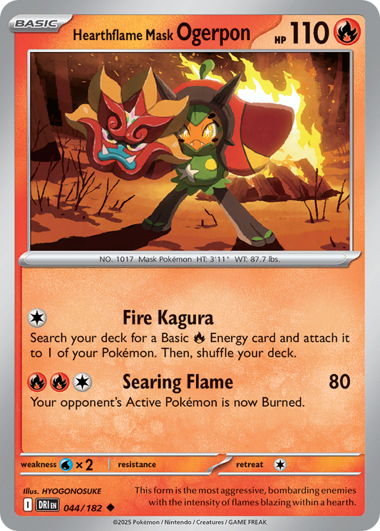 Hearthflame Mask Ogerpon 44/182 Uncommon | Destined Rivals | Pokemon Card